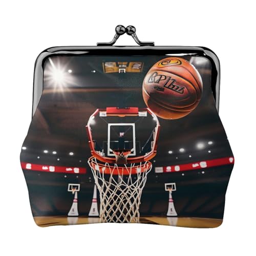 Kleine Basketball-Geldbörsen für Damen, Münzgeldbörse für Damen, kleine Damen-Geldbörse, mit Reißverschluss und Kussverschluss, Schwarz, Einheitsgröße, Art Deco von HJLUUFT