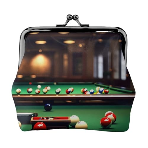 Kleine Billard-Geldbörsen für Damen, Münzgeldbörse für Damen, kleine Damen-Geldbörse aus Leder, mit Reißverschluss und Kussverschluss, Schwarz, Einheitsgröße, Art Deco von HJLUUFT