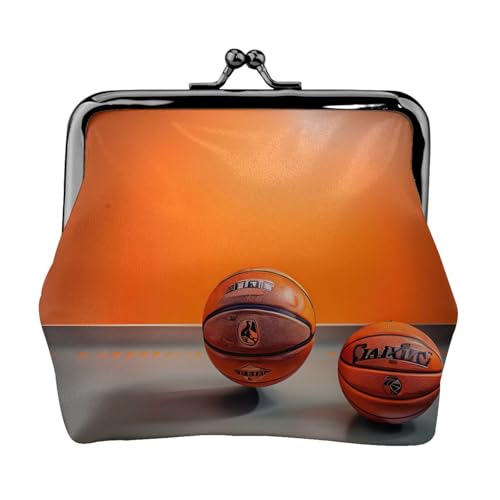 Kleine Geldbörse für Damen, Basketball-Orange, Geldbörsen für Damen, Münzgeldbörse für Damen, kleine Damen-Geldbörse, mit Reißverschluss und Kussverschluss, Schwarz, Einheitsgröße, Art Deco von HJLUUFT