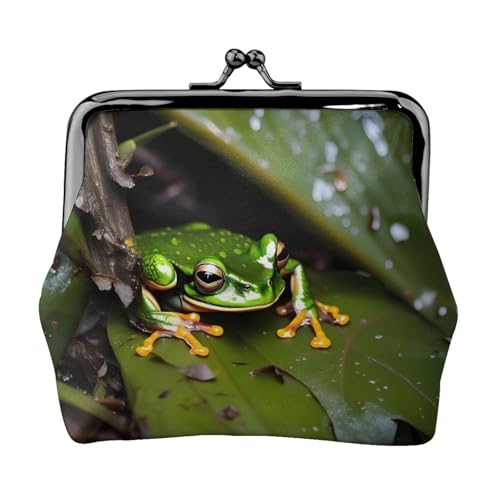 Kleine Geldbörse für Damen, Motiv: Friedensbaum, Frosch, Geldbörse für Damen, kleine Damen-Geldbörse, mit Reißverschluss und Kussverschluss, Schwarz, Einheitsgröße, Art Deco von HJLUUFT