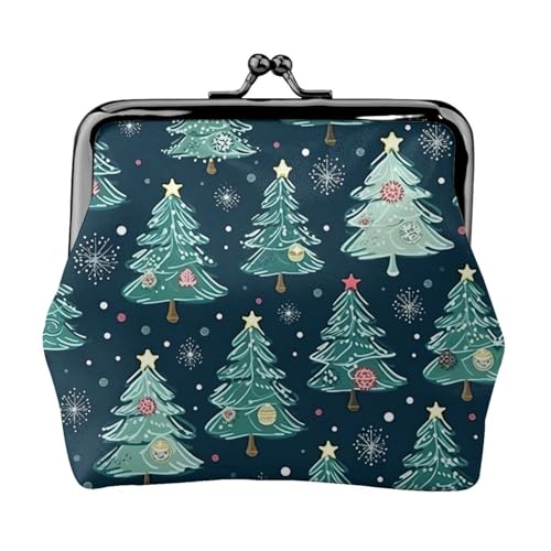 Kleine Geldbörse für Damen, Motiv: Weihnachtsbaum, Kugelsterne, Münzgeldbörse für Damen, kleine Damen-Geldbörse, mit Reißverschluss und Kussschloss, Schwarz, Einheitsgröße, Art-Deco, Schwarz , von HJLUUFT