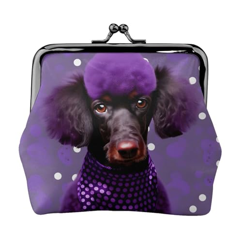 Kleine Geldbörse für Damen, Pudel, gepunktet, Münzgeldbörse für Damen, kleine Damen-Geldbörse, mit Reißverschluss und Kussschloss, Violett, Schwarz, Einheitsgröße, Art Deco von HJLUUFT