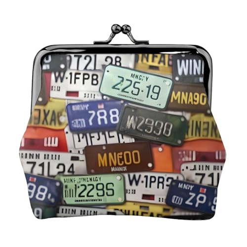 Kleine Geldbörse für Nummernschild, Geldbörse für Damen, Münzgeldbörse für Damen, kleine Damen-Geldbörse, mit Reißverschluss und Kussverschluss, Schwarz, Einheitsgröße, Art Deco von HJLUUFT