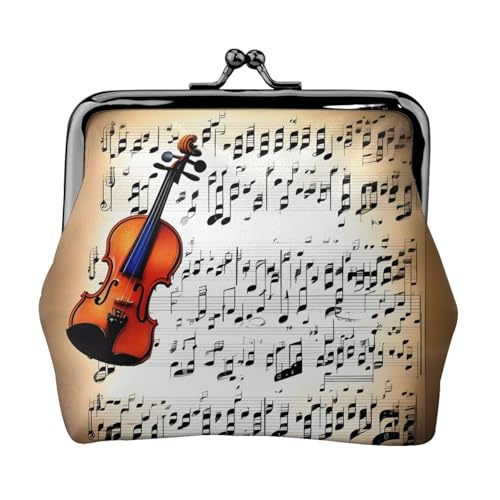 Kleine Geldbörse für Violine, Notenblätter, Geldbörse für Damen, Münzgeldbörse für Damen, kleine Damen-Geldbörse, mit Reißverschluss und Kussverschluss, Schwarz, Einheitsgröße, Art Deco von HJLUUFT