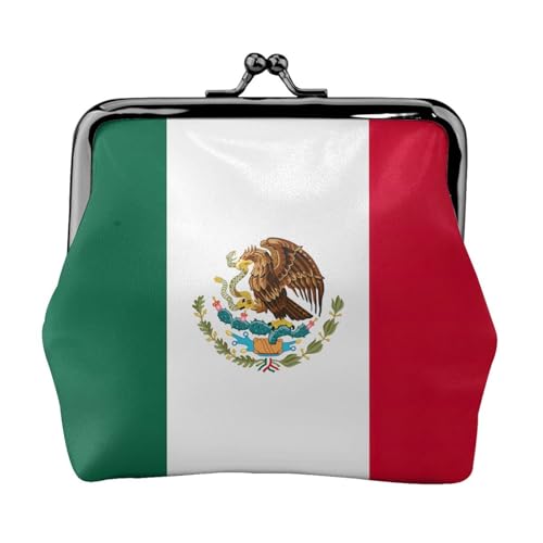 Kleine Geldbörse mit Flagge von Mexiko, Geldbörse für Damen, Münzbörse für Damen, kleine Damen-Geldbörse, mit Reißverschluss und Kussverschluss, Schwarz, Einheitsgröße, Art Deco von HJLUUFT