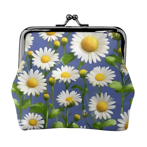 Kleine Geldbörse mit Gänseblümchen für Damen, Münzgeldbörse für Damen, kleine Damen-Geldbörse, mit Reißverschluss und Kussverschluss, Schwarz, Einheitsgröße, Art Deco von HJLUUFT
