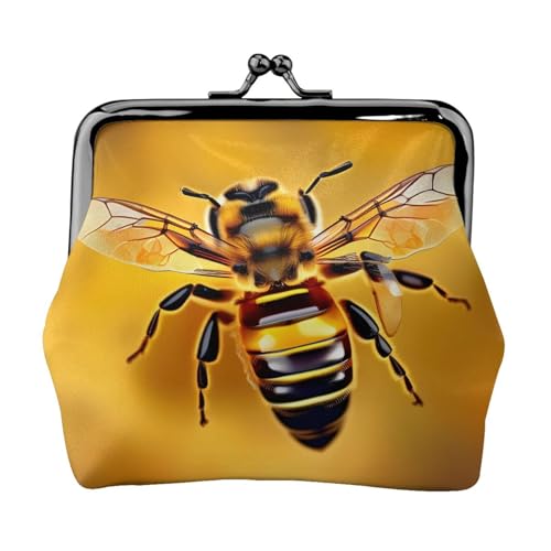 Kleine Geldbörse mit Honigbienen-Motiv, Geldbörsen für Damen, Münzbörse für Damen, kleine Damen-Geldbörse, mit Reißverschluss und Kussverschluss, Schwarz, Einheitsgröße, Art Deco von HJLUUFT