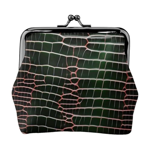 Kleine Geldbörse mit Krokodilhaut, Geldbörsen für Damen, Münzbörse für Damen, kleine Damen-Geldbörse, mit Reißverschluss und Kussverschluss, Schwarz, Einheitsgröße, Art Deco von HJLUUFT