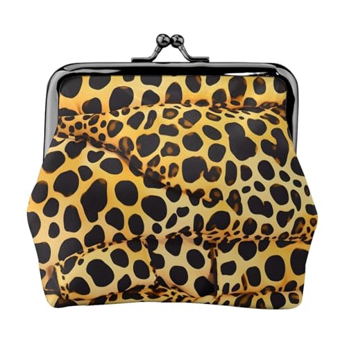 Kleine Geldbörse mit Leopardenmuster, Geldbörse für Damen, Münzbörse für Damen, kleine Damen-Geldbörse, mit Reißverschluss und Kussverschluss, Schwarz, Einheitsgröße, Art Deco von HJLUUFT