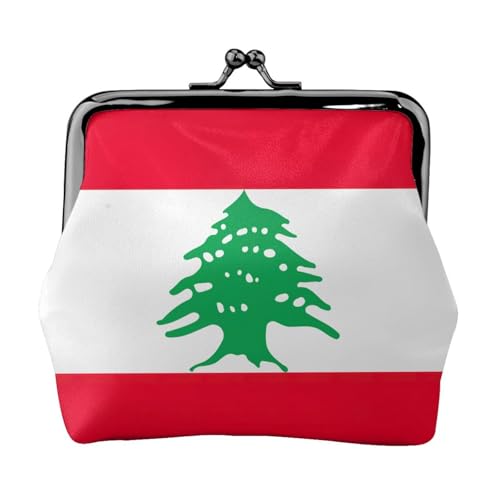 Kleine Geldbörse mit Libanon-Flagge für Damen, Münzgeldbörse für Damen, kleine Damen-Geldbörse, mit Reißverschluss und Kussschloss, Schwarz, Einheitsgröße, Art-Deco, Schwarz , Einheitsgröße, Art déco von HJLUUFT