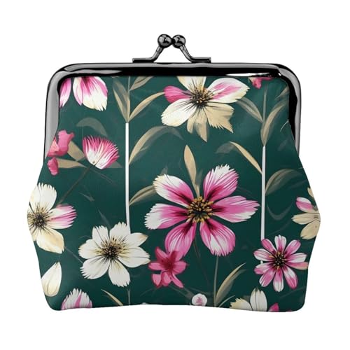 Kleine Geldbörse mit Pflanzen, Blumen, Damen, Geldbörsen für Damen, Münzbörse für Damen, kleine Damen-Geldbörse, mit Reißverschluss und Kussverschluss, Schwarz, Einheitsgröße, Art Deco von HJLUUFT