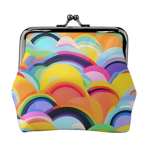 Kleine Geldbörse mit Regenbogen-Muster, für Damen, Münzbörse für Damen, kleine Damen-Geldbörse, mit Reißverschluss und Kussverschluss, Schwarz, Einheitsgröße, Art Deco von HJLUUFT