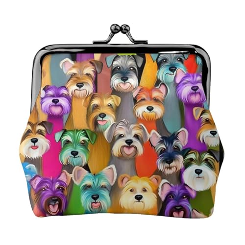 Kleine Geldbörse mit Schnauzer-Motiv, für Damen, Münzgeldbörse für Damen, kleine Damen-Geldbörse, mit Reißverschluss und Kussverschluss, Schwarz, Einheitsgröße, Art Deco von HJLUUFT