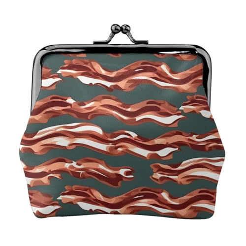 Kleine Geldtasche mit Speckmuster, für Damen, Münzbörse für Damen, kleine Damen-Geldbörse, mit Reißverschluss und Kussverschluss, Schwarz, Einheitsgröße, Art Deco von HJLUUFT