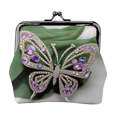 Kleine Geldbörse mit Strass-Schmetterlingen, für Damen, Münzgeldbörse für Damen, kleine Damen-Geldbörse, mit Reißverschluss und Kussverschluss, Schwarz, Einheitsgröße, Art Deco von HJLUUFT