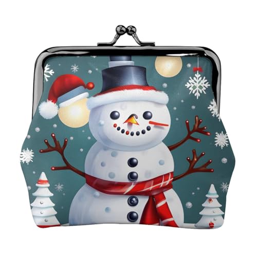 Kleine Geldbörse mit Weihnachtsmotiv und Schneemann-Motiv, für Damen, Münzgeldbörse für Damen, kleine Damen-Geldbörse, mit Reißverschluss und Kussschloss, Schwarz, Einheitsgröße, Art-Deco, Schwarz , von HJLUUFT