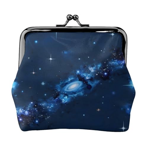 Kleine Geldbörse mit blauem Galaxie-Muster, für Damen, Münzgeldbörse für Damen, kleine Damen-Geldbörse, mit Reißverschluss und Kussschloss, Schwarz, Einheitsgröße, Art Deco von HJLUUFT