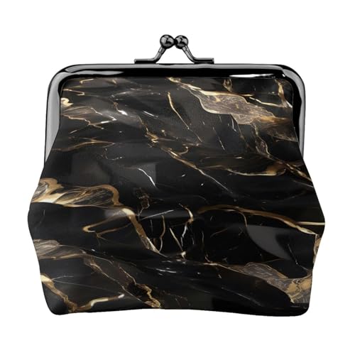 Kleine Geldbörse mit schwarzem Marmor, für Damen, Münzgeldbörse für Damen, kleine Damen-Geldbörse, mit Reißverschluss und Kussverschluss, Schwarz, Einheitsgröße, Art Deco von HJLUUFT