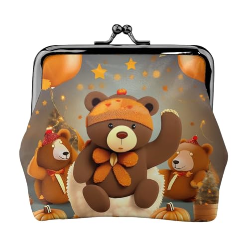 Kleine Geldbörse mit tanzendem Bär, Geldbörse für Damen, Münzbörse für Damen, kleine Damen-Geldbörse, mit Reißverschluss und Kussverschluss, Schwarz, Einheitsgröße, Art Deco von HJLUUFT