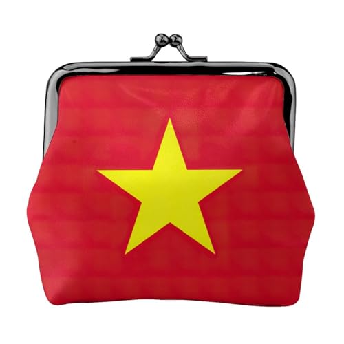Kleine Geldbörse mit vietnamesischer Flagge, Geldbörsen für Damen, Münzgeldbörse für Damen, kleine Damengeldbörse, mit Reißverschluss und Kussverschluss, Schwarz, Einheitsgröße, Art Deco von HJLUUFT