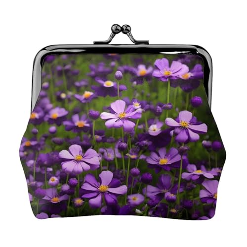 Kleine Geldbörse mit violetten Blumen, für Damen, Münzbörse für Damen, kleine Damen-Geldbörse, mit Reißverschluss und Kussverschluss, Schwarz, Einheitsgröße, Art Deco von HJLUUFT