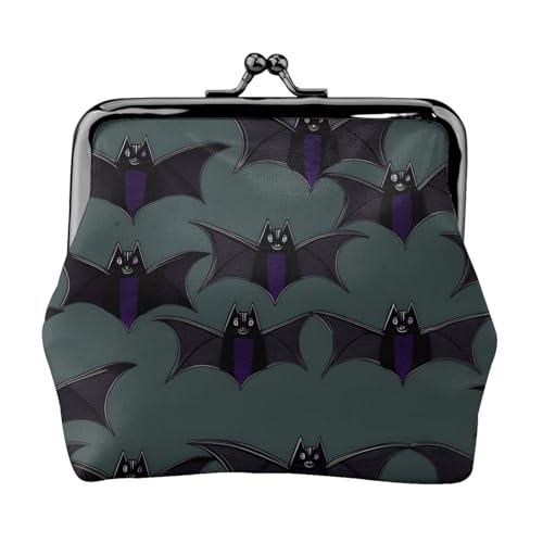 Kleine Geldbörsen mit Fledermausmuster, Geldbörse für Damen, Münzbörse für Damen, kleine Damen-Geldbörse, mit Reißverschluss und Kussverschluss, Schwarz, Einheitsgröße, Art Deco von HJLUUFT