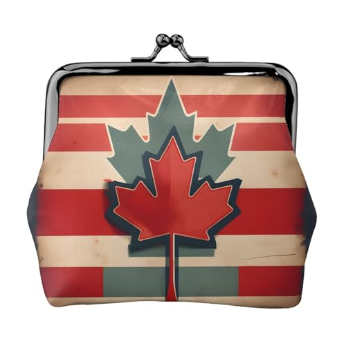Kleine Geldbörsen mit Kanada-Flaggen-Muster, für Damen, Münzgeldbörse für Damen, kleine Damen-Geldbörse, mit Reißverschluss und Kussverschluss, Schwarz, Einheitsgröße, Art Deco von HJLUUFT