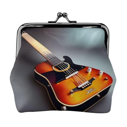 Kleine Geldbörsen mit Musikgitarre, Geldbörse für Damen, Münzgeldbörse für Damen, kleine Damen-Geldbörse, mit Reißverschluss und Kussverschluss, Schwarz, Einheitsgröße, Art Deco von HJLUUFT