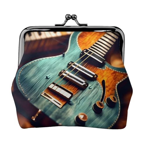 Kleine Geldbörsen mit Musikgitarre, Geldbörsen für Damen, Münzgeldbörse für Damen, kleine Damen-Geldbörse, mit Reißverschluss und Kussverschluss, Schwarz, Einheitsgröße, Art Deco von HJLUUFT