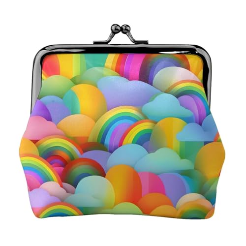 Kleine Geldbörsen mit Regenbogen-Herz-Muster, für Damen, Münzbörse für Damen, kleine Damen-Geldbörse, mit Reißverschluss und Kussverschluss, Schwarz, Einheitsgröße, Art Deco von HJLUUFT