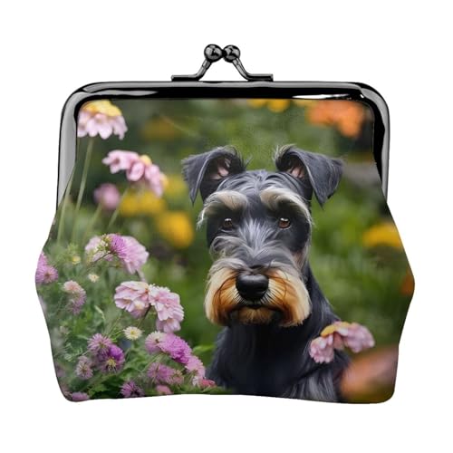 Kleine Schnauzer-Geldbörse für Damen, Münzgeldbörse für Damen, kleine Damen-Geldbörse, mit Reißverschluss und Kussverschluss, Schwarz, Einheitsgröße, Art Deco von HJLUUFT
