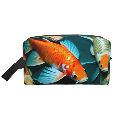 Kulturbeutel für Damen, Kulturbeutel mit Karpfen-Motiv, geräumige Kapazität, Kosmetiktasche für Herren, weiß, Einheitsgröße von HJLUUFT