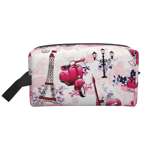 Kulturbeutel für Damen, Motiv: Paris Eiffelturm, Frankreich-Druck, Reise-Kulturbeutel, geräumige Kapazität, Kosmetiktasche für Herren, weiß, Einheitsgröße von HJLUUFT