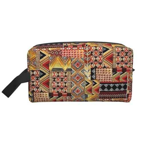 Kulturbeutel für Damen, afrikanisches Textil, Patchwork-Druck, Reise-Kulturbeutel, geräumige Kapazität, Kosmetiktasche für Herren, weiß, Einheitsgröße von HJLUUFT
