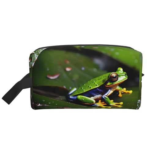 Kulturbeutel für Herren, Motiv: Friedensbaum, Frösche, Reise-Kulturbeutel, geräumige Kapazität, Kosmetiktasche für Damen, weiß, Einheitsgröße von HJLUUFT