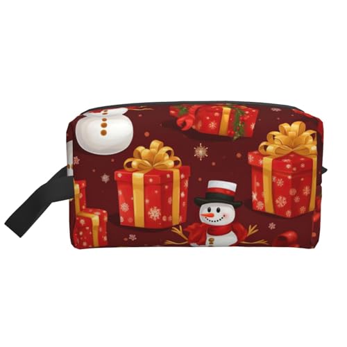 Kulturbeutel für Herren, Motiv: Merry Christmas, Schneemann-Aufdruck, Kosmetiktasche für Herren, geräumige Kapazität, Kosmetiktasche für Damen, weiß, Einheitsgröße von HJLUUFT