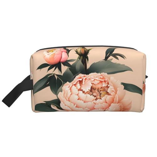 Kulturbeutel für Herren, Reise-Kulturbeutel, geräumige Kapazität, Kosmetiktasche für Damen, Pfirsich-Pfingstrosen-Druck, weiß, Einheitsgröße von HJLUUFT