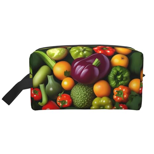 Kulturbeutel mit Gemüse- und Obst-Aufdruck, Reise-Kulturbeutel, geräumige Kapazität, Kosmetiktasche für Herren, weiß, Einheitsgröße von HJLUUFT