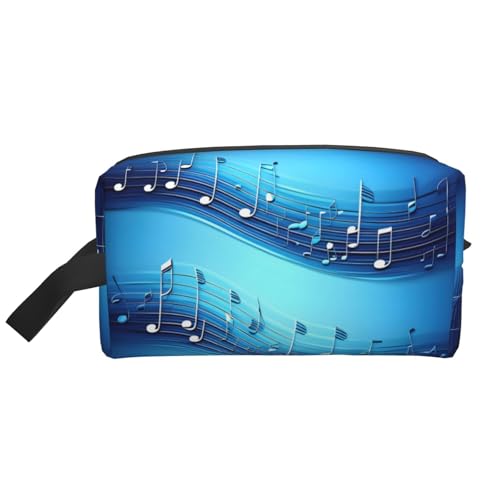 Kulturbeutel mit Musiknoten-Aufdruck, für Damen, Reise-Kulturbeutel, geräumige Kapazität, Kosmetiktasche für Herren, Himmelblau, weiß, Einheitsgröße von HJLUUFT