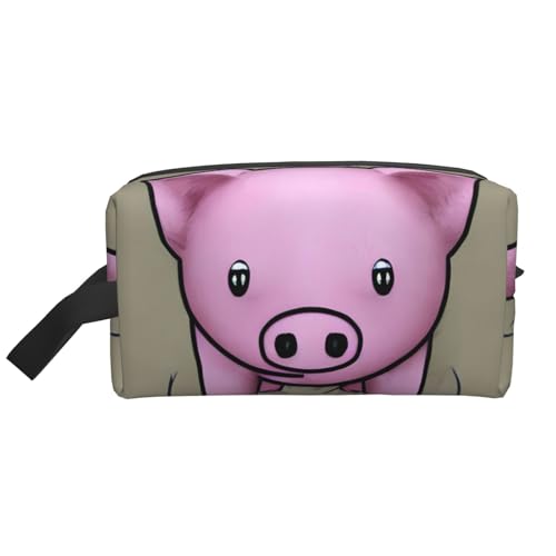 Kulturbeutel mit Schweine-Aufdruck für Herren, Reise-Kulturbeutel, geräumige Kapazität, Kosmetiktasche für Damen, weiß, Einheitsgröße von HJLUUFT