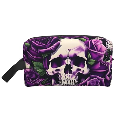 Kulturbeutel mit Totenkopf-Aufdruck, Kulturbeutel für Damen, Reise-Kulturbeutel, geräumige Kapazität, Kosmetiktasche für Herren, weiß, Einheitsgröße von HJLUUFT