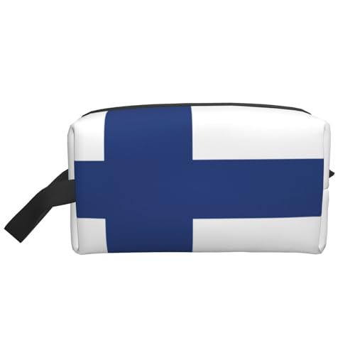 Kulturbeutel mit finnischer Flagge, für Damen, Reise-Kulturbeutel, geräumige Kapazität, Kosmetiktasche für Herren, weiß, Einheitsgröße von HJLUUFT