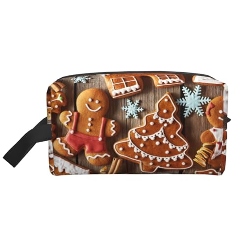 Kulturbeutel mit niedlichem Cookies-Mann-Aufdruck, für Damen, Reise-Kulturbeutel, geräumige Kapazität, Kosmetiktasche für Herren, weiß, Einheitsgröße von HJLUUFT