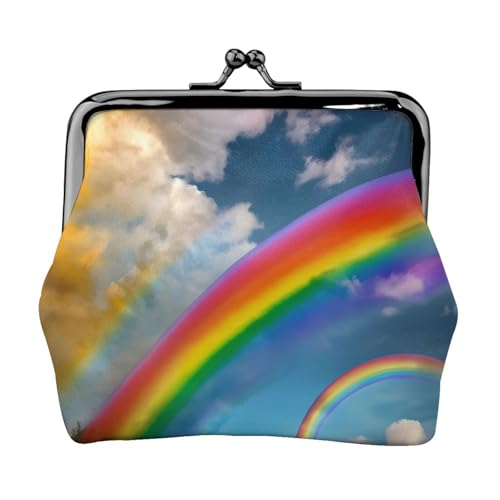 Lebendige Regenbogen-Geldbörse für Damen, Münzgeldbörse für Damen, kleine Damen-Geldbörse, mit Reißverschluss und Kussschloss, Schwarz, Einheitsgröße, Art-Deco, Schwarz , Einheitsgröße, Art déco von HJLUUFT