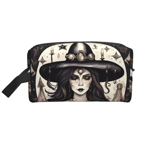 Magic Witch Witchcraft Bohemian Print Kulturbeutel für Frauen Reise Kulturbeutel Geräumige Kapazität Kosmetiktasche für Männer, weiß, Einheitsgröße von HJLUUFT