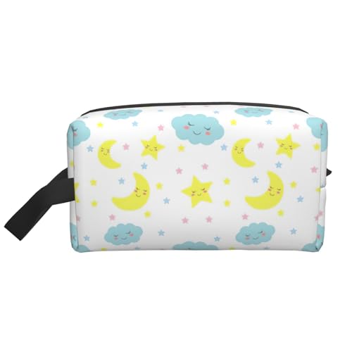 Moon Cloud Star Print Kulturbeutel für Herren, Reise-Kulturbeutel, geräumige Kapazität, Kosmetiktasche für Damen, weiß, Einheitsgröße von HJLUUFT