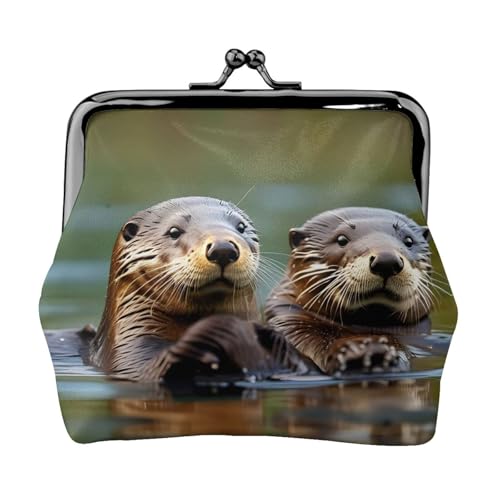 Otters kleine Geldbörsen für Damen, Münzgeldbörse für Damen, kleine Damen-Geldbörse, mit Reißverschluss und Kussverschluss, Schwarz, Einheitsgröße, Art Deco von HJLUUFT