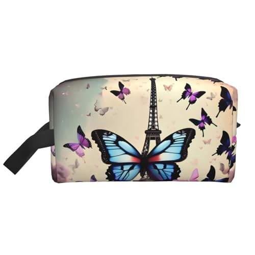 Romantischer Kulturbeutel mit Paris Eiffel-Druck, für Herren, Reise-Kulturbeutel, geräumige Kapazität, Kosmetiktasche für Damen, weiß, Einheitsgröße von HJLUUFT
