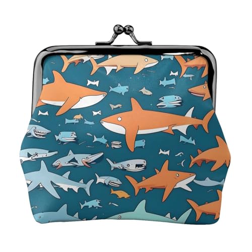 Selachimorph kleine Geldbörsen für Damen, Münzgeldbörse für Damen, kleine Damen-Geldbörse, mit Reißverschluss und Kussverschluss, Schwarz, Einheitsgröße, Art Deco von HJLUUFT