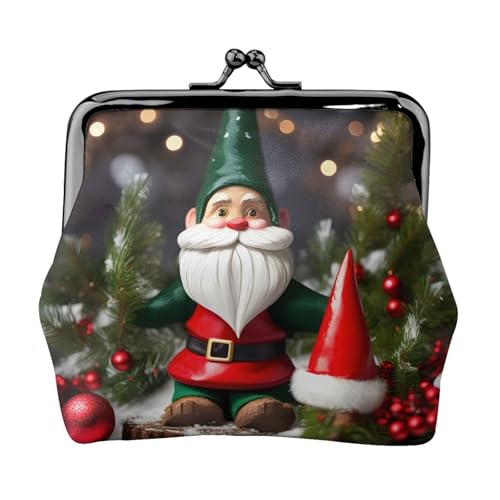 Traditionelle Weihnachts-Zwerge, kleine Geldbörsen für Damen, Münzgeldbörse für Damen, kleine Damen-Geldbörse, mit Reißverschluss und Kussschloss, Schwarz, Einheitsgröße, Art Deco von HJLUUFT